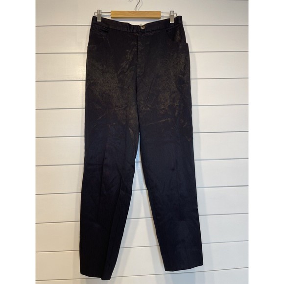 ST. MAARTEN'S DALLAS Women's Pants SIZE 14 Black Textured High Rise Trousers - Picture 2 of 8